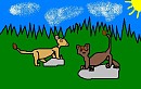 Kiara and Kovu playing on rocks