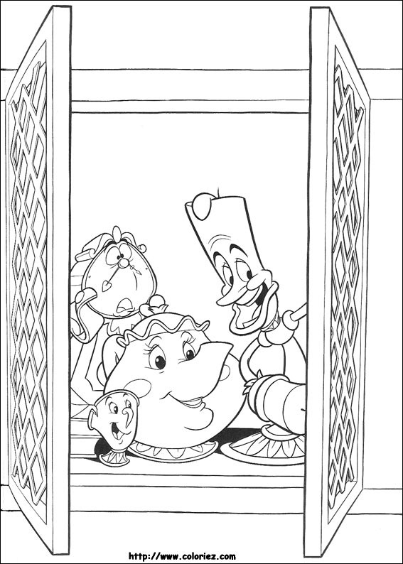 Lumi&egrave;re, Cogsworth, Mrs. Potts, and Chip