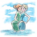 Can you draw Elsa and Anna in bathing suits?