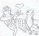 Tiana and Naveen as frogs